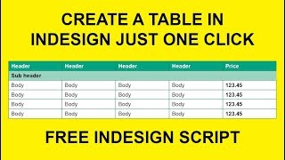 Indesign Tutorial: 01. Create a table in indesign using script