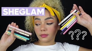 جربت كل انواع ايلاينر شي جلام والفرق بينهم الاسود والالوان | SHEGLAM eye liner | SHEIN makeup