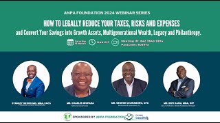 ANPA Financial Webinar series #26: How to legally reduce taxes, risks, \u0026 expenses