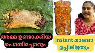 ഇല്ലത്തെ സ്പെഷ്യൽ പൊതിച്ചോറും|| മൂവാണ്ടൻ മാങ്ങാ ഉപ്പിലിട്ടതും കൂടെ അമ്മയുടെ അസ്സല്  സാമ്പാറും 😋😋😋