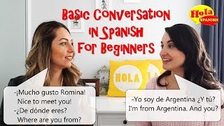 Basic Conversation Practice in Spanish for Beginners | HOLA SPANISH | BRENDA & ROMINA ROMANIELLO