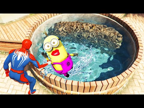 GTA 5 Funny Ragdolls Spiderman Vs Minions Colors Jump/Fails #238 ...