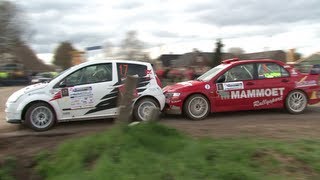 EVO driver in a hurry, bumps car - Chasing Swift S1600 and Citroen C2 R2 - OVD Short Rally Ede 2012