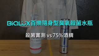 BioLux百樂《殺菌檢測實驗》MOB隨身型臭氧殺菌水瓶 vs 75%酒精