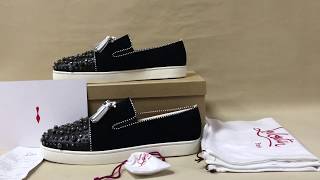 Louboutin Roller Boat Black Spikes Black Suede Leather L