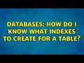 Databases: How do I know what indexes to create for a table? (3 Solutions!!)