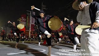 うるま市江洲青年会のエイサー(その1)@ドコモショップ具志川えす店(旧盆1日目ウンケー)