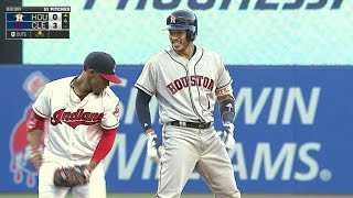 HOU@CLE: Correa and Lindor play around at second