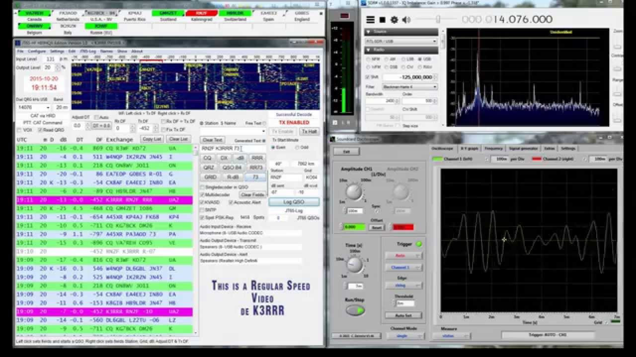 JT65 HF HB9HQX And JTAlert QSO K3RRR And RN2F 2015 10 20 - Full Speed ...