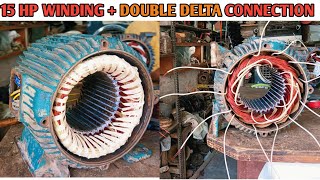 15 Hp Motor winding data + double delta connection|| 1440 rpm double delta connection