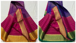 Pure Mysore Crepe Silk Sarees With Triple Color Pattern | Silk Mark Certified #geethusarees