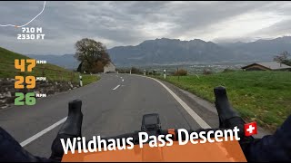 Wildhaus Pass Descent | View of Rätikon \u0026 Appenzell Alps | Road Cycling in Switzerland