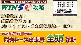 【WIN5 対象全レース 全頭考察】2024年2月11日のWIN5対象レースの出走馬を、全頭考察【競馬予想・攻略】