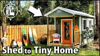They bought a Shed & made a cute Tiny Home! TOUR + COSTS