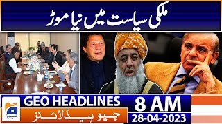 Geo Headlines 8 AM | Govt, PTI on negotiation table for talks on election date | 28th April 2023