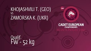 Qual. FW - 52 kg: T. KHOJASHVILI (GEO) df. K. ZAMORSKA (UKR), 5-3