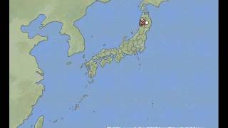 東北地方太平洋沖地震（全国地震発生分布図）2011/04/21