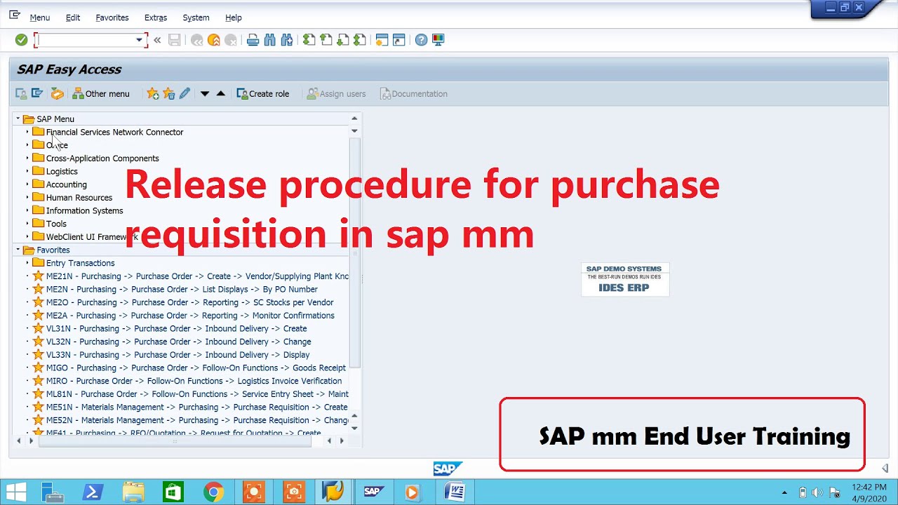 Release Procedure For Purchase Requisition In Sap Mm - YouTube