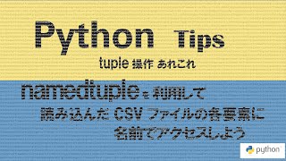 Python: Tuple 操作あれこれ - namedtuple を利用して読み込んだ csv ファイルの各要素に名前でアクセスしよう