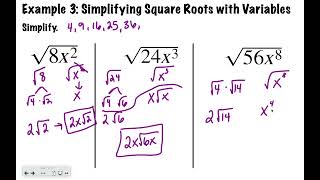 Algebra Concepts Lesson 8-5 Day 1: Simplifying Radical Expressions