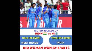 India won by 6 wicket #indvswi #indwvswiw #icc #icct20worldcup #t20worldcup #t20 #richaghosh #wpl