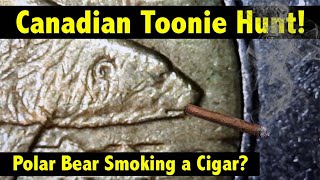 Coin Roll Hunting Canadian Toonies! Polar Bear Smoking a Cigar?!