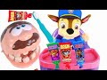 Paw Patrol Chase Visits PlayDoh Dentist with Mr. Doh Teeth