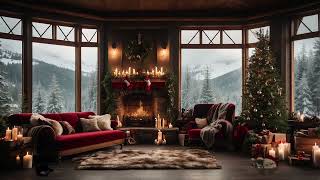 Snowy Christmas Ambience 🎄❄️ Festive Christmas Music, Snowfall and Crackling Fire