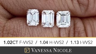 1 CARAT EMERALD CUT DIAMOND - Emerald Shape Diamond Color Grade \u0026 Diamond Size Comparison for Chris