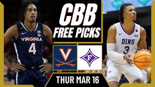CBB Picks Today | VIRGINIA vs FURMAN (3/16/23) March Madness Best Bets Round 1