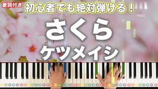 「さくら」ケツメイシ【初心者でも絶対弾ける！動画で分かるピアノの弾き方】レベル☆☆☆ 歌詞付き