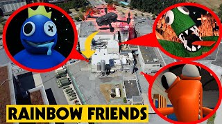 DRONE CATCHES BLUE GREEN AND ORANGE FROM RAINBOW FRIENDS AT THE RAINBOW FRIENDS HIDE OUT
