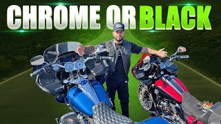 Arlen Ness method pull back risers black vs chrome comparison