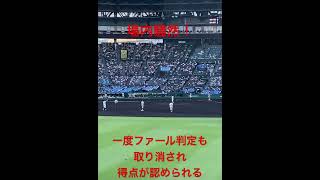 [場内騒然]誤審認めた？一度ファール判定されるも、後に得点が認められる珍しいシーン (2023夏高校野球 浦和学院対仙台育英) #shorts #甲子園 #高校野球 #珍プレー