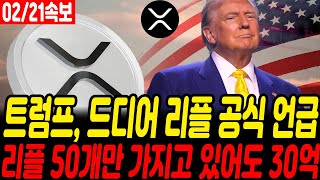 [리플 전망]트럼프 드디어 리플 언급 50개만 가지고 있어도 30억 됩니다