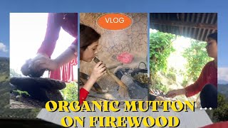 Organic Mutton curry cooked on firewood |village life