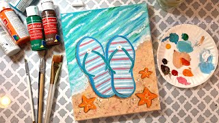 Paint with me! Easy Summer Beach Painting | Easy Step by Step Painting for Beginners