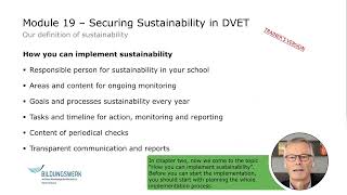 Securing sustainability in Dual Vocational Education and Training - Module 19