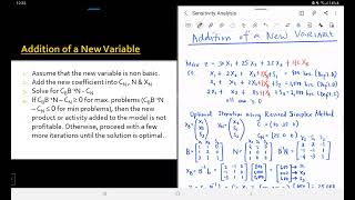Sensitivity Analysis Lecture Part 3 Addition of New Variable and Constraint