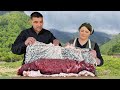 Juicy Meatloaf on a Spit! Cooking outdoors in the Mountains of Azerbaijan