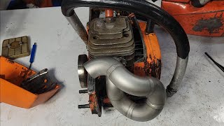 Husqvarna 480CD, getting it running so I can hear this pipe!!