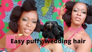 Diy puffy style for Natural woman black | wedding hair | protective style