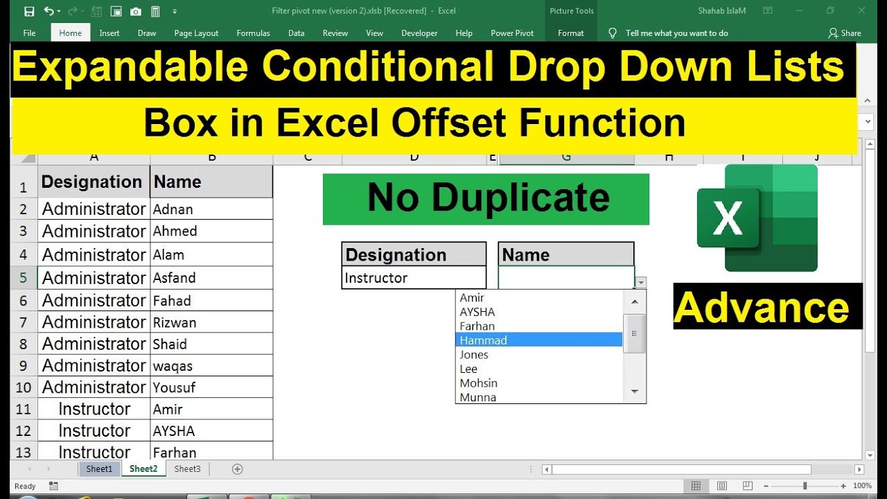 Dependent Drop Down List | Excel Data Validation List If Statement ...