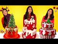 2 LAYER XMAS CAKE DECORATING CHALLENGE 🤩| വേറെ ലെവൽ കേക്ക് ഡെക്കറേറ്റിംഗ് ചലഞ്ച് | PULLOTHI