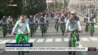 Türkmenistan'da sağlık için binlerce kişi pedal çevirdi