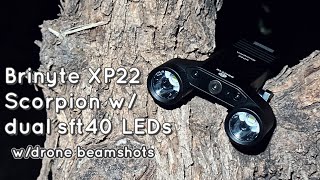 Weapon light review of Brinyte XP22. New version w/2 powerful sft40 LEDs. Drone beamshots