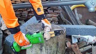 Mini chainsaw Procraft PKA20 cutting wood