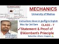 Mechanics D'Alembert's Principle