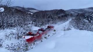 今冬も現役、ただし雪不足スタートの宗谷本線DE15ラッセル雪列車３５１レ Snowplow train,Soya line,Hokkaido,Japan