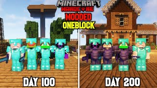 We Survived 200 Days In Modded OneBlock In Minecraft Hardcore | 5 Person 100 Days